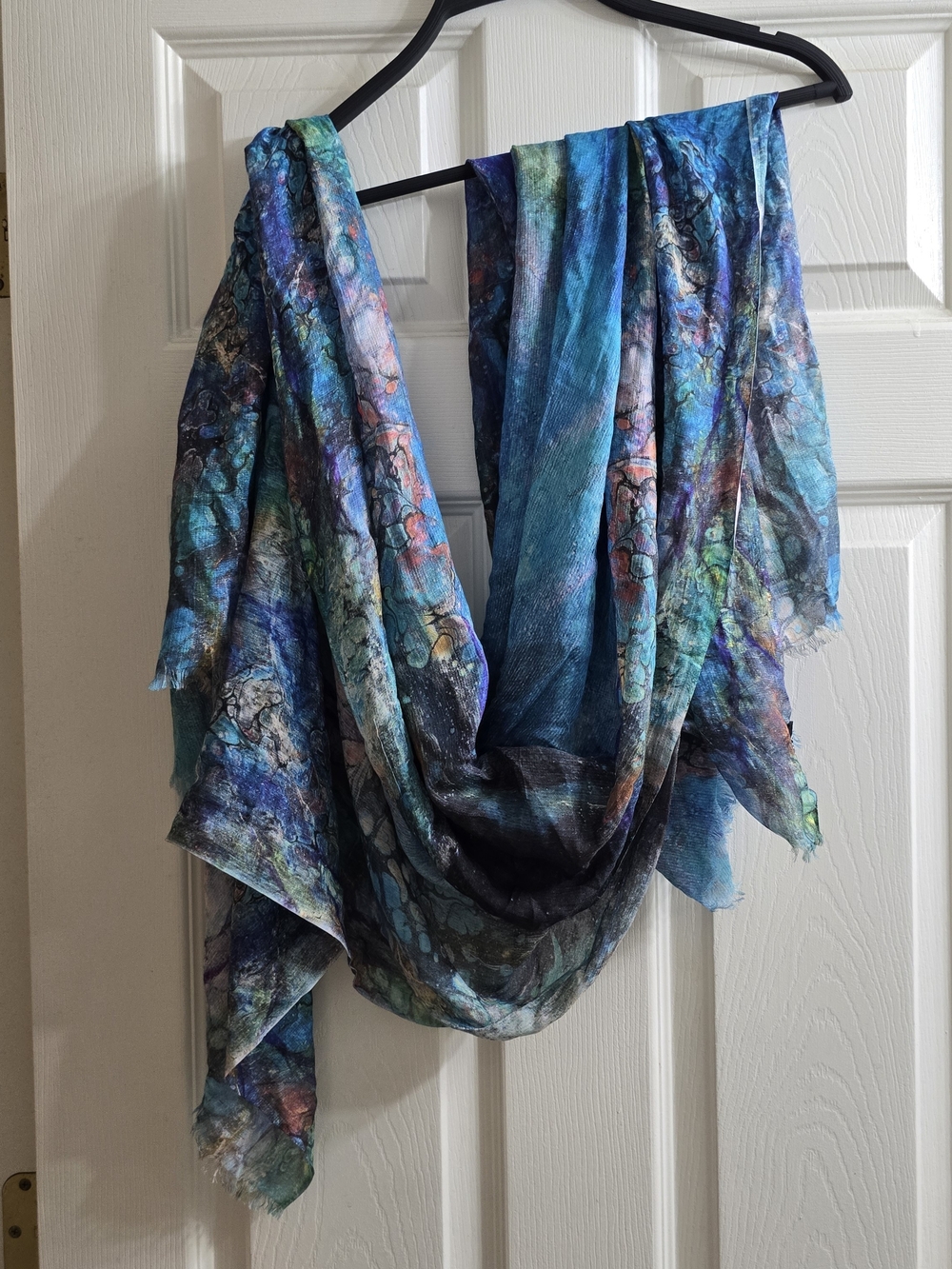 VIDA Blue Teal Multicolor Abstract Scarf